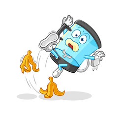 blender slipped on banana. cartoon mascot vector