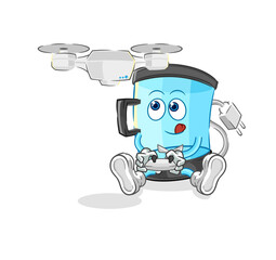 blender with drone character. cartoon mascot vector