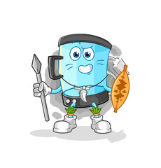 blender african tribal fighter mascot. cartoon vector