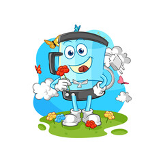 blender pick flowers in spring. character vector