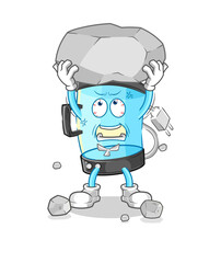 blender lifting rock cartoon character vector