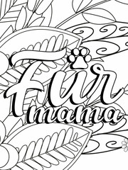 Cat coloring page. Coloring quote. Vector illustration.