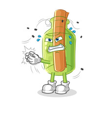 message in a bottle swat fly character. cartoon mascot vector