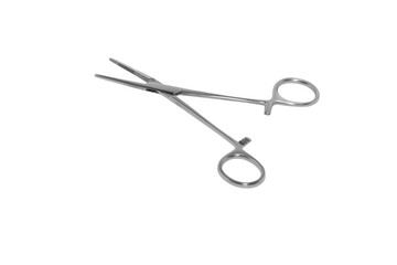 Surgical Clamp Scissors are deep etched on white background.