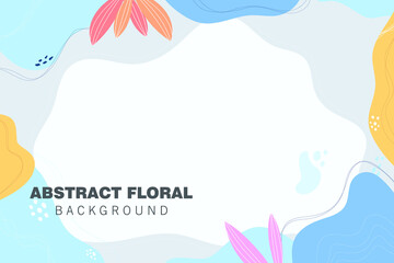 Minimal template banner with floral background. Design with shape and abstract element