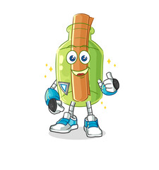 message in a bottle robot character. cartoon mascot vector