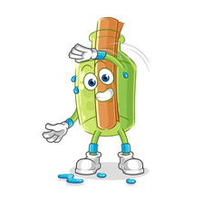 message in a bottle crying illustration. character vector