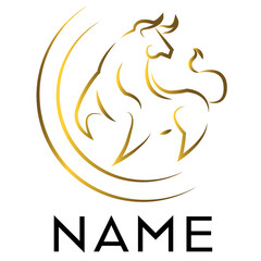 Elegant Bull business company logo, industrial company, financial logo, e- comerce, animal, bull logo, vector logo, aggressive bull, elegant logo, bull company logo, golden bull logo, golden logo, fin