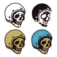 Vintage Illustration Skull Helmet