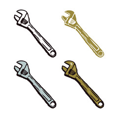 Vintage Illustration Wrench and Screwdriver
