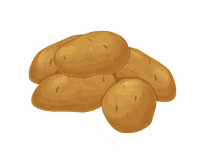 Potato. Potato tubers. A ripe vegetable. Vegetarian product. Sliced potatoes. Vector illustration isolated on a white background