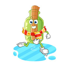 message in a bottle eat noodle cartoon. character mascot vector
