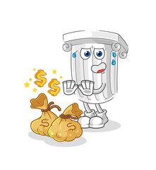 roman pillar refuse money illustration. character vector