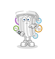 roman pillar with wristwatch cartoon. cartoon mascot vector