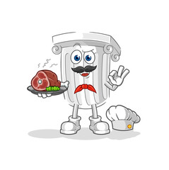 roman pillar chef with meat mascot. cartoon vector