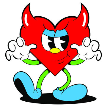 red heart vector illustration with angry expression