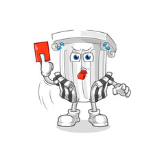 roman pillar referee with red card illustration. character vector