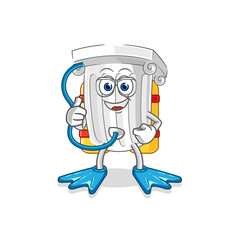 roman pillar diver cartoon. cartoon mascot vector