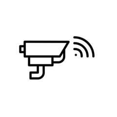 CCTV surveillance camera with wireless connection. Pixel perfect, editable stroke line art icon