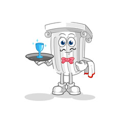 roman pillar waiter cartoon. cartoon mascot vector