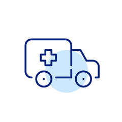 Ambulance truck. Healthcare emergency service. Pixel perfect, editable stroke line art icon