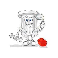 roman pillar mechanic cartoon. cartoon mascot vector