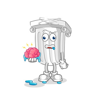 roman pillar no brain vector. cartoon character