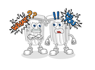 roman pillar arguing each other cartoon vector