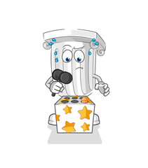 roman pillar play whack a mole mascot. cartoon vector