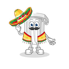 roman pillar Mexican culture and flag. cartoon mascot vector