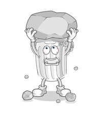 roman pillar lifting rock cartoon character vector