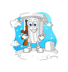 roman pillar soldier in winter. character mascot vector