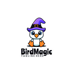 Vector Logo Illustration Bird Magic Mascot Cartoon Style.