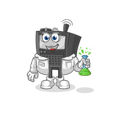 walkie talkie scientist character. cartoon mascot vector