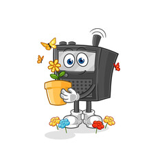 walkie talkie with a flower pot. character vector