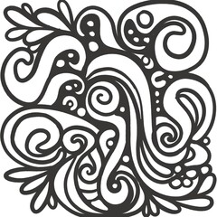 Hand drawn doodle illustration for your design. Black and white  pattern. Coloring page.