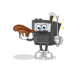 walkie talkie fencer character. cartoon mascot vector