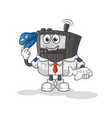 walkie talkie pilot mascot. cartoon vector