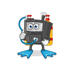 walkie talkie diver cartoon. cartoon mascot vector