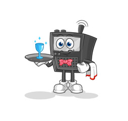 walkie talkie waiter cartoon. cartoon mascot vector