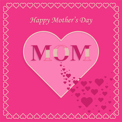 Fototapeta na wymiar Mother day with hearts design on color background for happy mom day