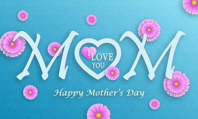 Mother day with hearts design on color background for happy mom day
