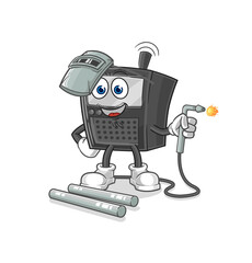 walkie talkie welder mascot. cartoon vector