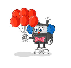 walkie talkie clown with balloons vector. cartoon character