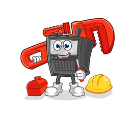 walkie talkie plumber cartoon. cartoon mascot vector