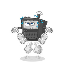 walkie talkie fart jumping illustration. character vector