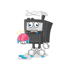 walkie talkie no brain vector. cartoon character