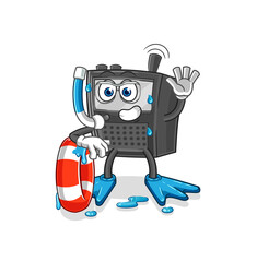walkie talkie swimmer with buoy mascot. cartoon vector