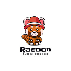 Vector Logo Illustration Red Bear Mascot Cartoon Style.