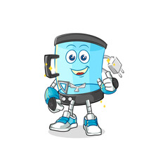 Naklejka premium blender robot character. cartoon mascot vector